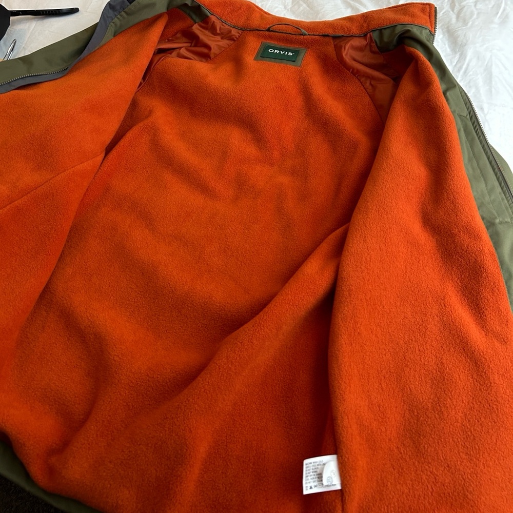 Orvis Olive Green Rain Jacket w/ Hood - Picture 3 of 5